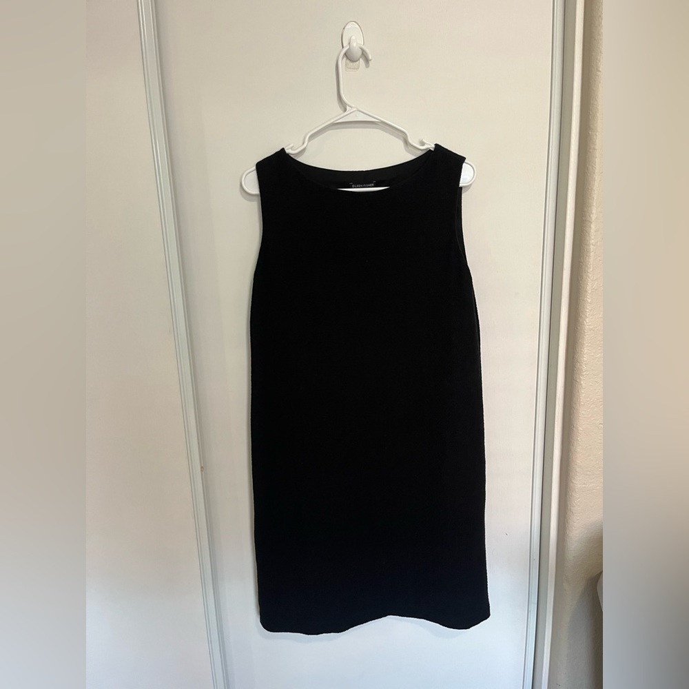 Eileen Fisher Tank Dress Black‎ Minimalist Basic Sleeveless Sz SP